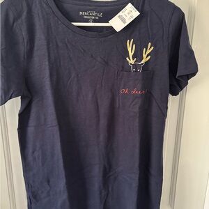 J. Crew Blue Short Sleeve Tee with Antler Design
